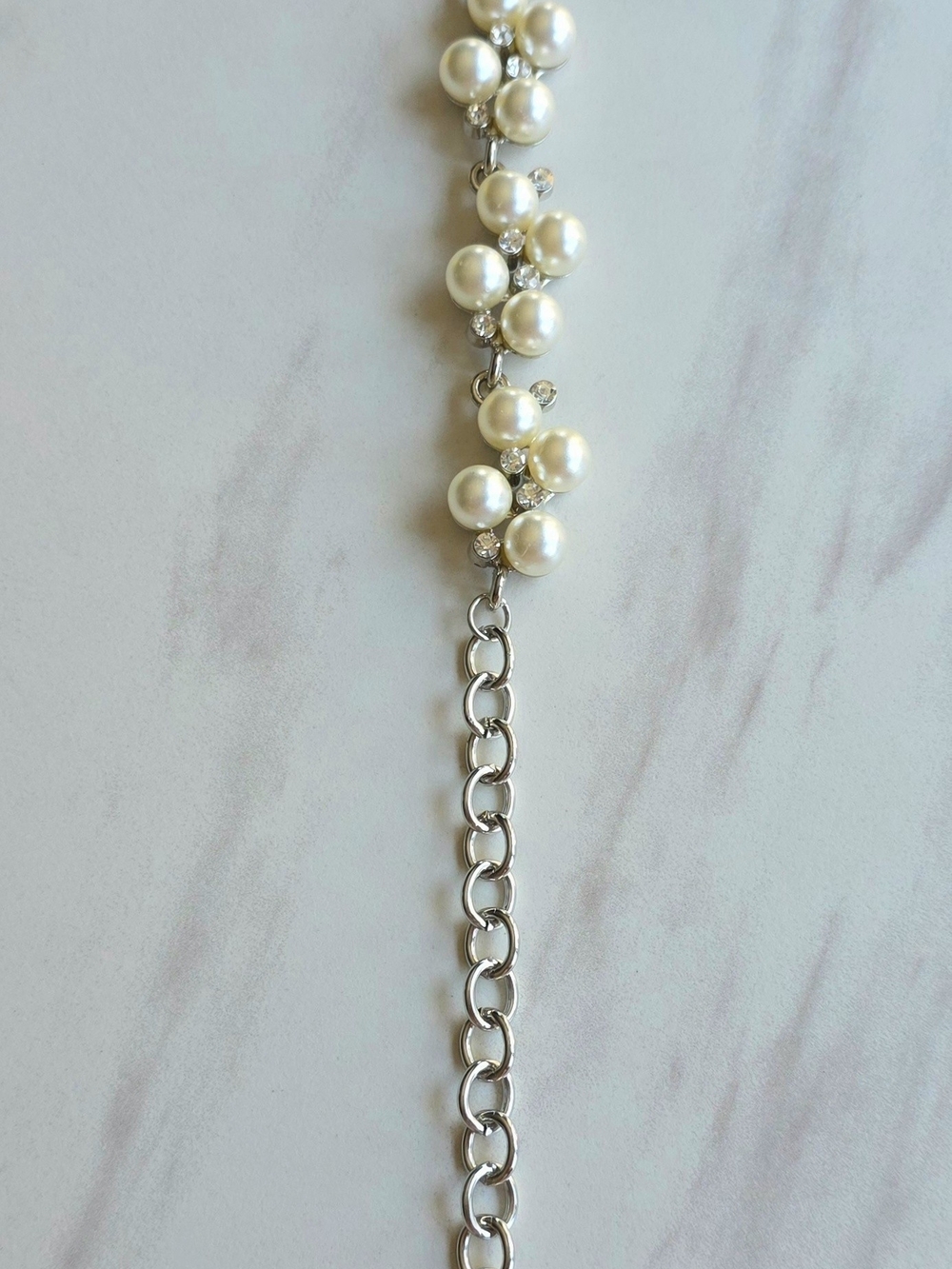 paparazzi Silver Faux Pearl & Crystal Cluster Bracelet - White - Picture 2 of 2